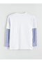 Lcw Modest White Crew Neck Striped Women's Sweatshirt Tunic - 6