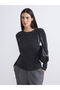 Lcwaikiki Basic Black Crew Neck Shiny Look Women's T-Shirt