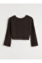 Brown Boat Neck Openwork Women's Knitwear Sweater - 6