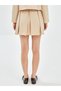 Alita City Farkıyla Blai̇s Beige Plain Mini Women's Skirt - 4