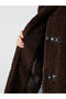 Alita City Lcw Vision Brown Shirt Collar Women's Plush Coat with a Difference - 4