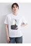 Crew Neck Printed Oversize Women's T-Shirt - 4
