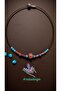 Natural Stone Apatite Turquoise Crystal Authentic Patterned Wooden Bead Steel Necklace - 2