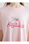 Two Mt Shop Quality Lcw Dream Pink Combed Cotton Printed Short Sleeve Women's Nightgown - 3