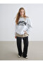 Xside Gray Manhattan Embroidered Oversized Women's Thick Sweatshirt - 2