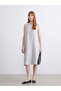 Gray Crew Neck Modal Blend A-Line Dress