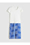 Two Mt Shop Quality Lcw Dream Blue Patterned Short Sleeve Women's Pajama Set - 5