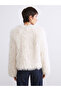 Crew Neck Women's Faux Fur Coat - 7