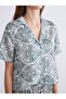 Shirt Collar Patterned Satin Women's Pajamas Set - 3