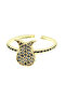 Gold Color Tulip Motif Zircon Ring Adjustable Fits Any Finger