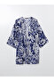 Peak New Season Shawl Collar Patterned Oversize Women's Kimono - 5
