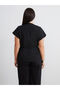 Alita City Farkıyla Soulife Black Plain Double Breasted Short Sleeve Women's Blouse - 4