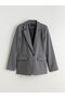 Two Mt Shop Quality Lcw Vision Gray Polyviscon Straight Loose & Baggy Women's Blazer Jacket - 5