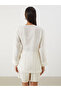 Ecru Double Breasted Collar Textured Women's Kimono - 4
