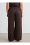 Alita City Farkıyla Soulife Brown Straight Loose & Wide Leg Women's Trousers - 4