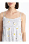 Gray Crew Neck Floral Strap Women's Nightgown - 3