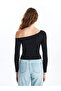 Esvab • Modern & Distinctive Wide Roba Collar Gathered Interlock Women's Blouse - 5