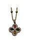 Gold Color Mix Stone Clover Model Ball Chain Steel Necklace - 2