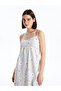 Gray Crew Neck Floral Strap Women's Nightgown - 2