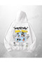 White Unisex Pool Party Printed Oversize Hoodie Sweatshirt