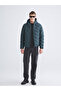 Green Slim Fit Hooded Men's Puffer Jacket - 2
