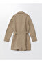 Beige Standard Fit Jacket Collar Men's Trench Coat - 8