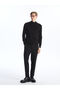 Black Half Turtleneck Men's Knitwear Sweater - 3
