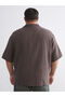 Brown Comfortable Fit Resort Collar Short Sleeve Muslin Men's Shirt - 3