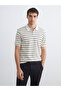 Polo Neck Striped Combed Cotton Men's T-Shirt
