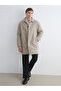 Beige Comfortable Fit Jacket Collar Men's Coat