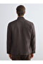 Brown Standard Fit Stand Collar 100% Linen Men's Coat - 5