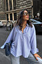 Women's Oversize Striped Long Sleeve Casual Form Shirt Mdm2002 - 4