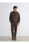 Xside brown casual fit linen look men's pants