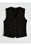 Black Standard Fit V-Neck Men's Knitwear Vest - 5