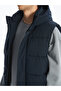 Navy Blue Standard Fit Hooded Men's Puffer Vest - 3