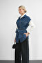Women's Belted Denim Oversize Buttoned Denim Vest - 3