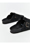 Black Suede Look Men's Slippers - 5