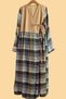 Girl's Cream Brown Blue Checkered Cotton Muslin Prayer Dress - 4