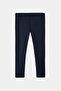 Dark Navy Blue Girls' Decorative Pocket Plush Extra Thick Winter Leggings