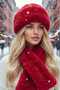 Women's Winter Vegan Fur Plush Kalpak Hat and Scarf Set - 3