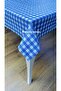 مفرش طاولة من قماش البولي فينيل كلوريد الأزرق اللامع غير القابل للانزلاق والقابل للمسح مع بطانة من الألياف