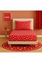 Patterned 100 X 200 cm Single Red Star Elastic Sheet and Pillowcase