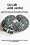Cotton Neck Pillow with Pine Branch Leaf Pattern - Natural Botanical Gray Green Adult Travel Pillow - 3