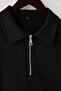 Siyah Düşük Omuz Regular Fermuarlı Polo Yaka T-shirt/Sweatshirt TMNAW26PO00000 - 6