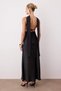 Black Shawl Detailed Satin Woven Maxi Evening Dress Night Homecoming Dress Tprss25El00312 - 4