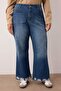 Mavi Yüksel Bel Paçası Destroylu İspanyaol Paça Büyük Beden Flare Fit Jeans TBBAW26CJ00016 - 3