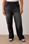 Antrasit Yüksek Bel Geniş Paça Comfort/Orta Esnek Büyük Beden Wide Leg Jeans TBBAW23CJ00020 - 5
