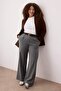 Gri Lastik Belli Wide Leg Büyük Beden Dokuma Pantolon TBBAW26AR00019 - 3