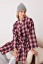 Kırmızı-Çok Renkli Kuşaklı Ekoseli Kışlık Flannel Dokuma Sabahlık THMAW26SB00001