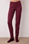 Bordo %100 Pamuklu Çiçekli Kurdele/Fiyonklu Fitilli/Pointel Örme Pijama Takımı THMAW26PT00070 - 3